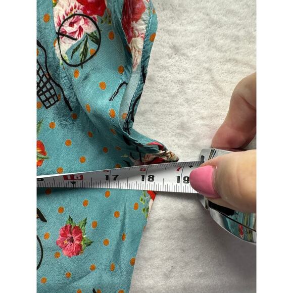 Benares Floral Bicycle Print V-Neck Tunic Dress XL - Picture 5 of 10